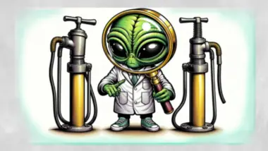 alien cartoon with bicycle pumps