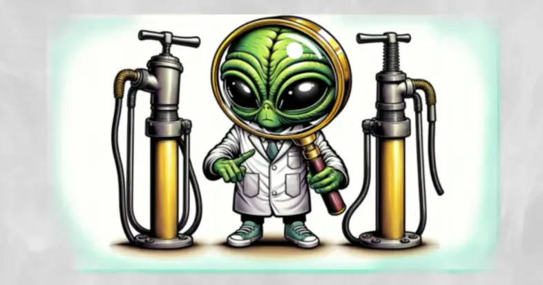 alien cartoon with bicycle pumps